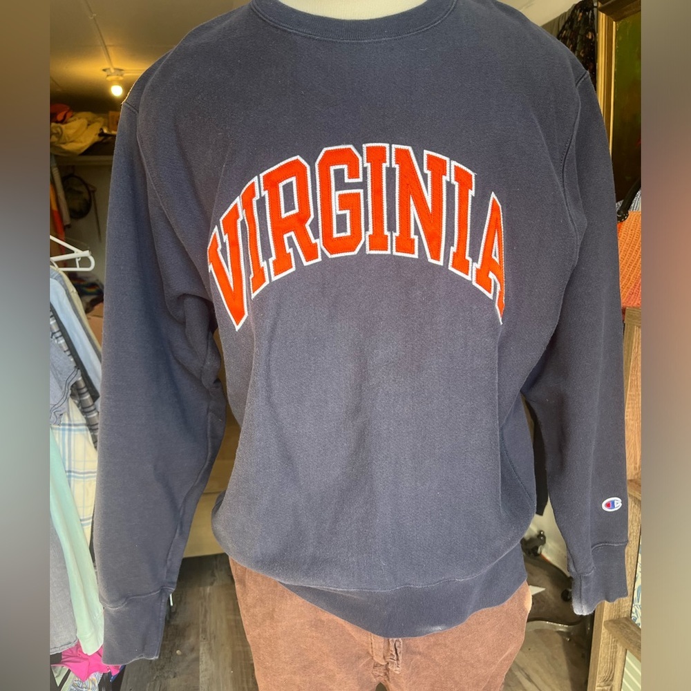 Vintage Champion VIRGINIA embroidered cotton heavy reverse weave sweatshirt - Picture 2 of 8